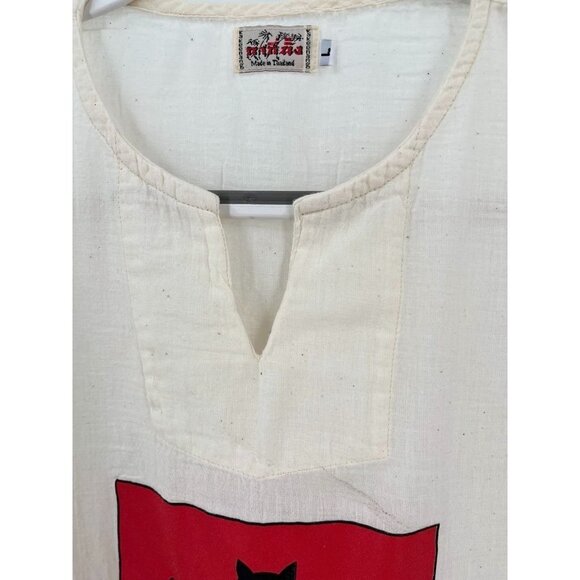 Kakeenanag Made in Thailand Lightweight Tunic Black Cat Size Large Long Sleeve - Picture 4 of 8